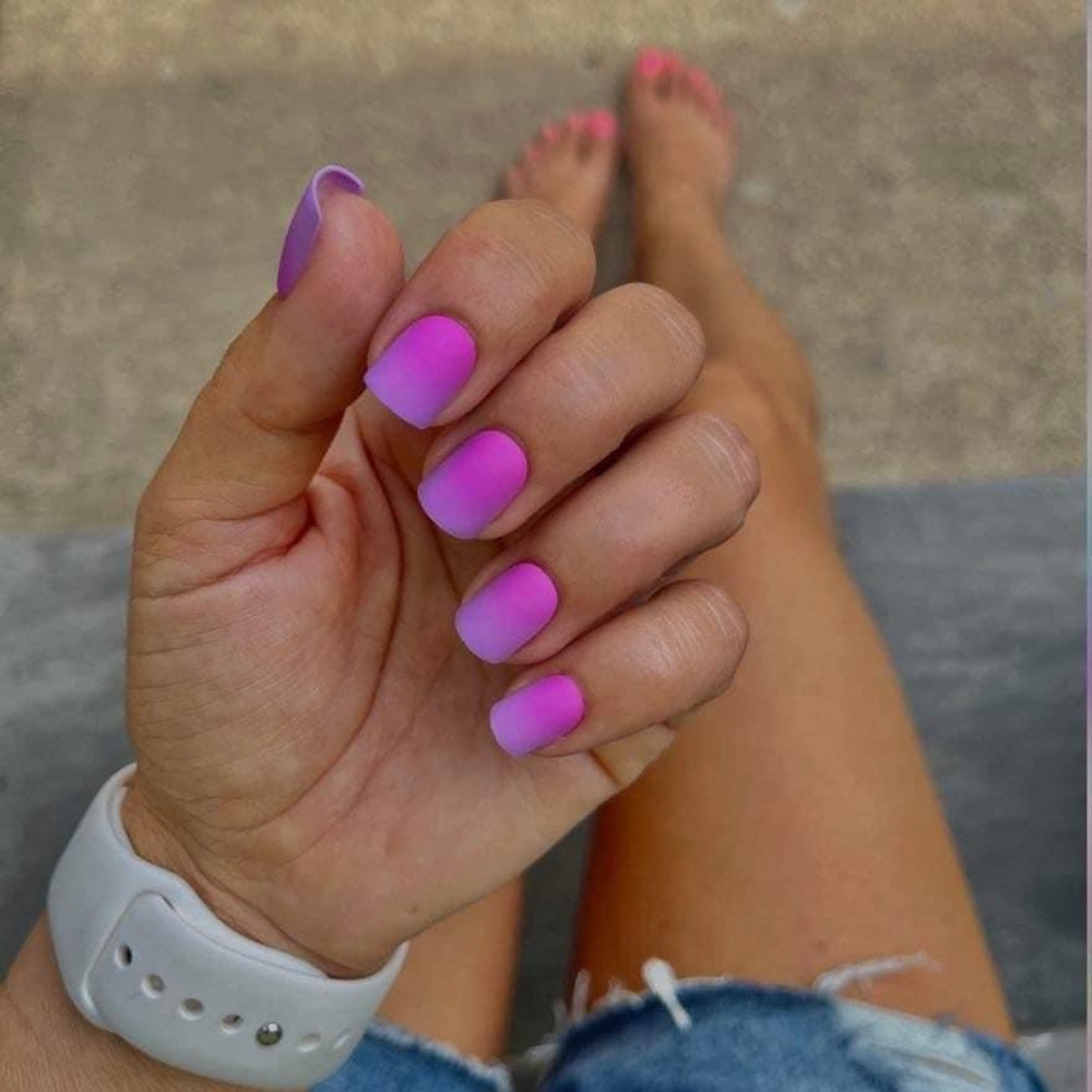 Red Aspen Nails - JANET’S PURPLE SUNSRISE - Pop On Manicure - Short Square Matte